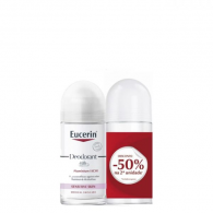 Eucerin Desodorizante 48h 0% alumínio para pele sensível 2 x 50 ml com Desconto de 50% na 2ª Embalagem